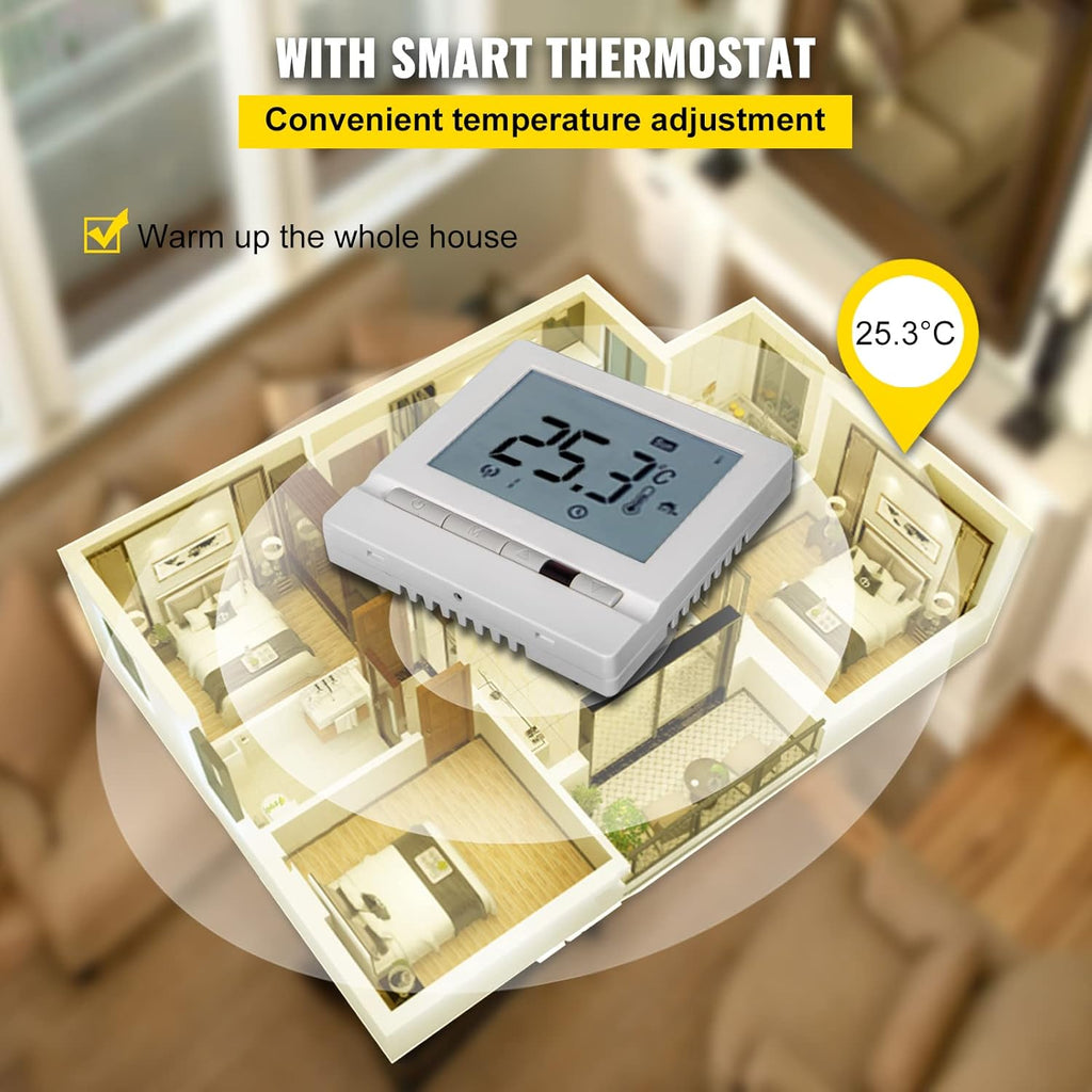 Floor Heating Cable 37.5 Square Feet with Temperature Control Panel U820638