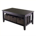 Espresso Coffee Table with Three Foldable Baskets D272062