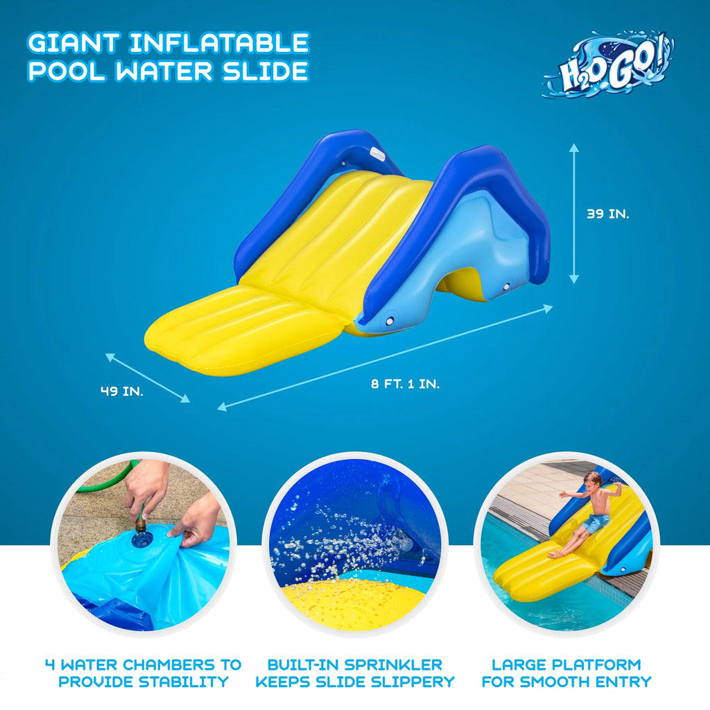 Giant Inflatable Pool Water Slide with Built-In Sprinkler J770