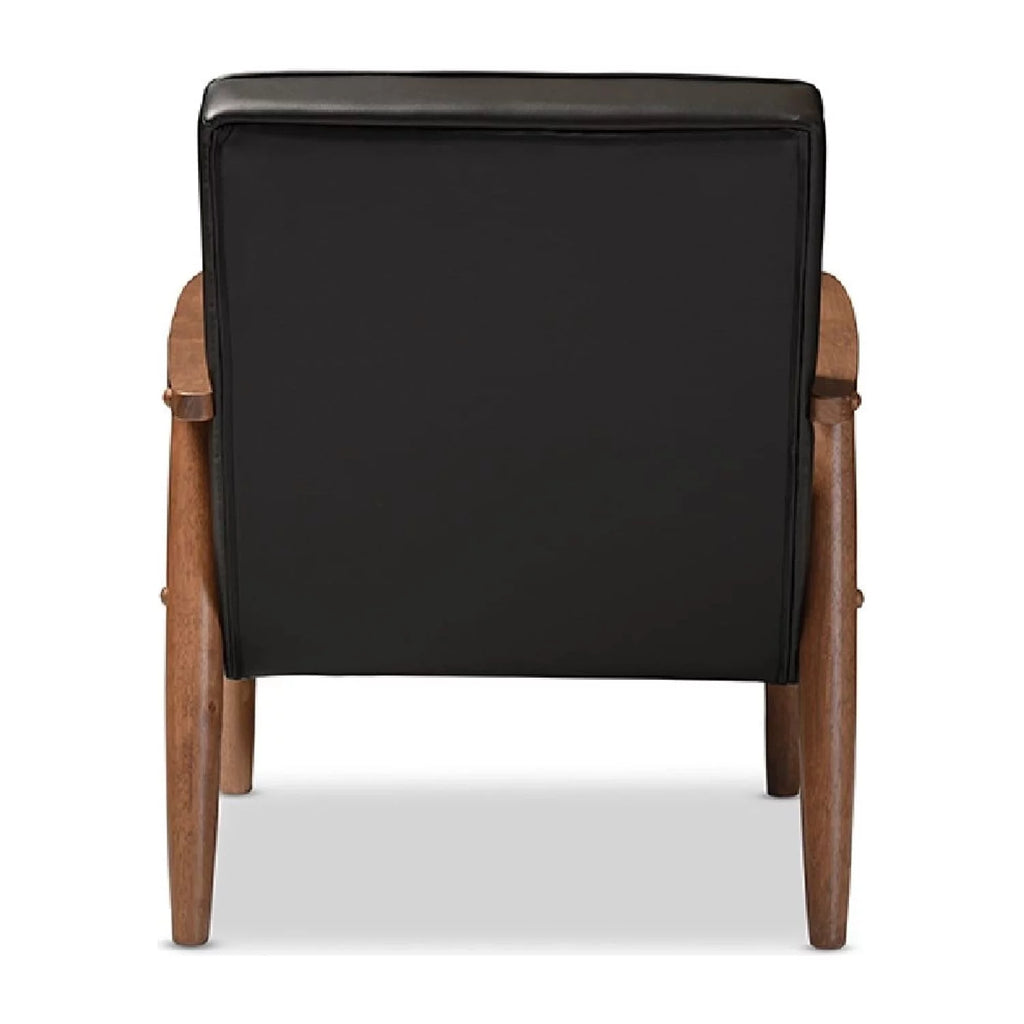 Black Faux Leather Upholstered Wooden Lounge Chair B71135