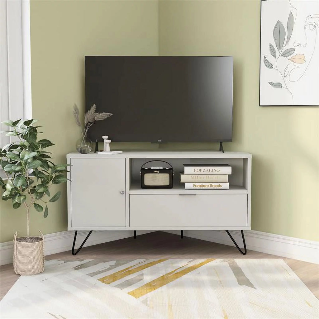 White Wood Corner TV Stand Z6968