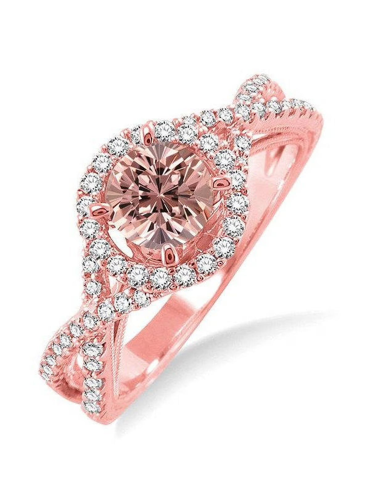 14k Rose Gold Morganite and Diamond Engagement Ring X8059