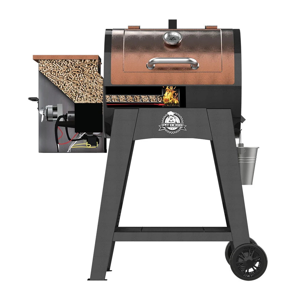 540 Sq. In. Wood Pellet Grill with Flame Broiler and Meat Probe E477