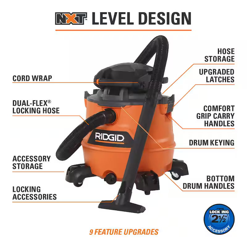 16 Gallon 6.5 Peak HP Wet/Dry Shop Vacuum with Detachable Blower H734349