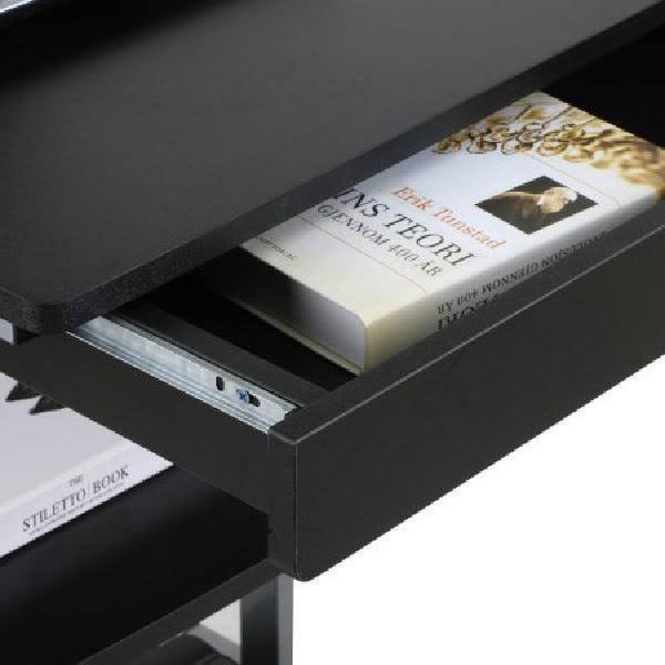 Compact Rolling Laptop Cart Desk with Drawer and Shelf O23066