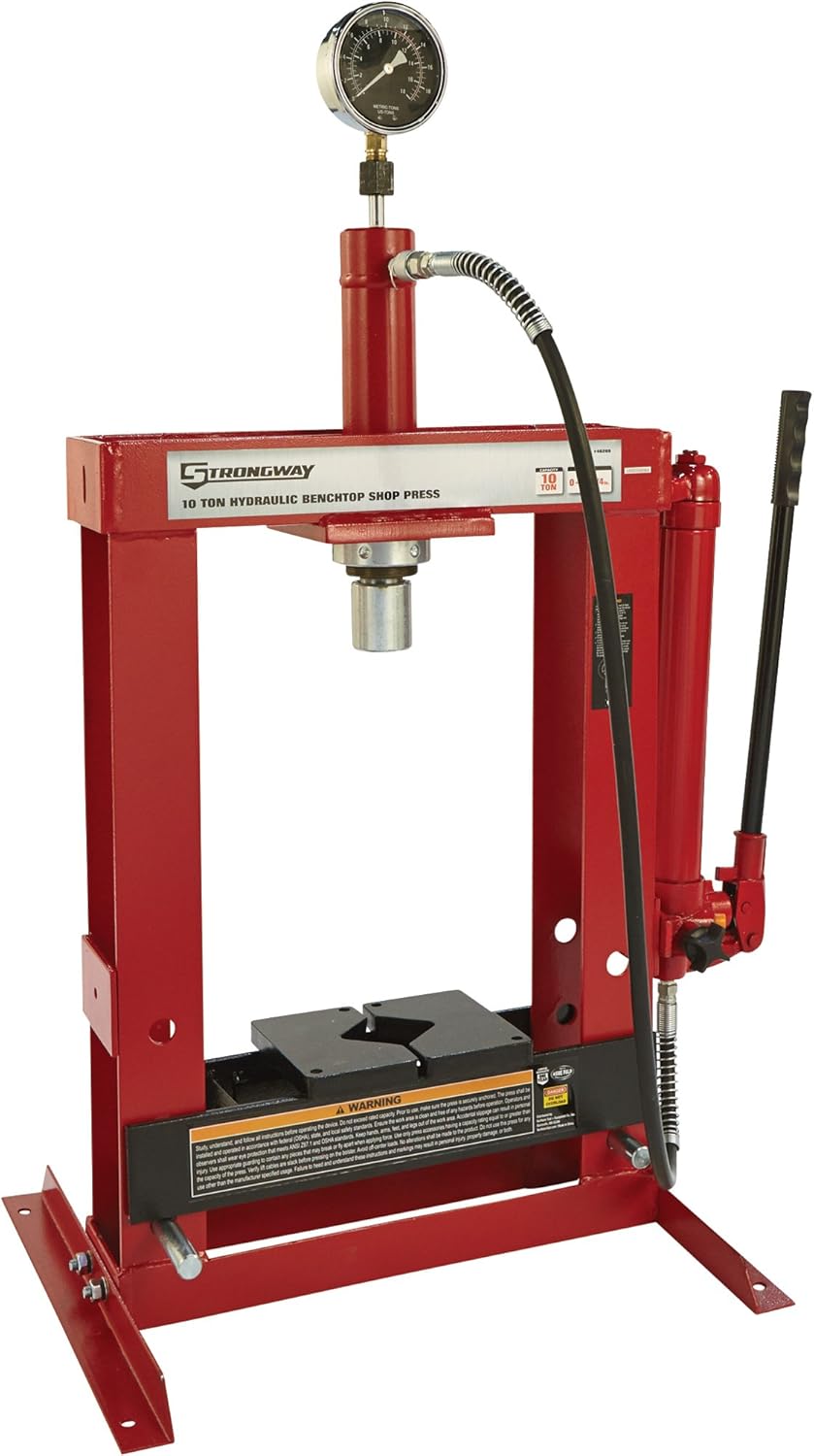 Benchtop 10-Ton Hydraulic Shop Press with Gauge F816