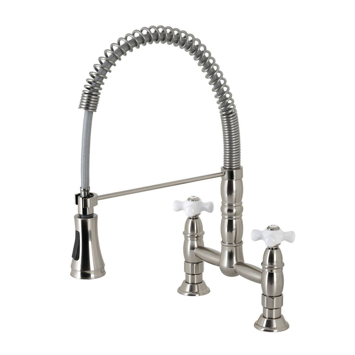 Brushed Nickel Two-Handle Pull-Down Kitchen Faucet I153588
