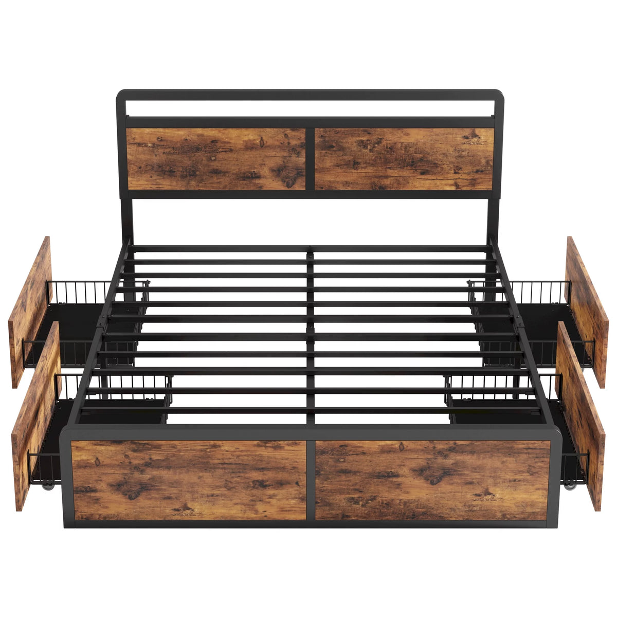 Queen Storage Bed Frame with Adjustable Headboard and 4 Drawers S127164