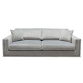 Platinum Grey Velvet Sofa with Tufted Outside Detail & Silver Metal Trim E45520